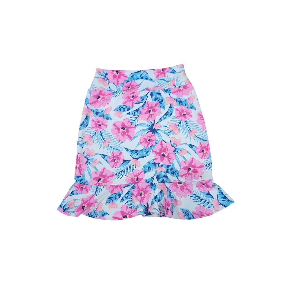 Agnes & Dora Boho Floral Print Midi Pencil Skirt Medium Stretch Pull-On Tropical